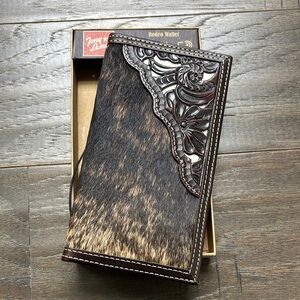 Tony Lama Genuine leather brindle cowhide,RFID bi-fold wallet,6 card slot & more